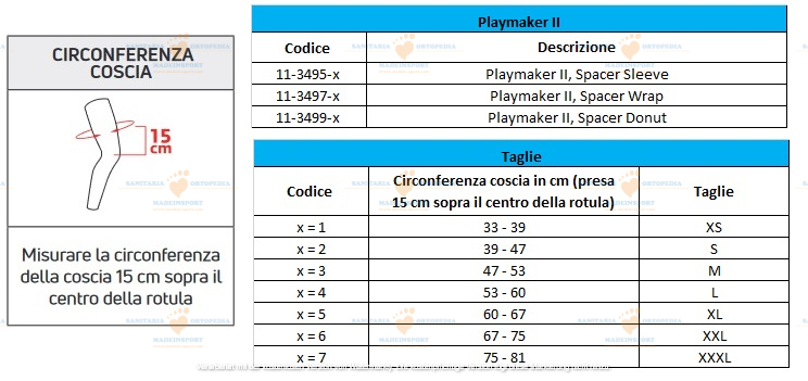 PlayMaker II lunga ginocchiera Donjoy taglie